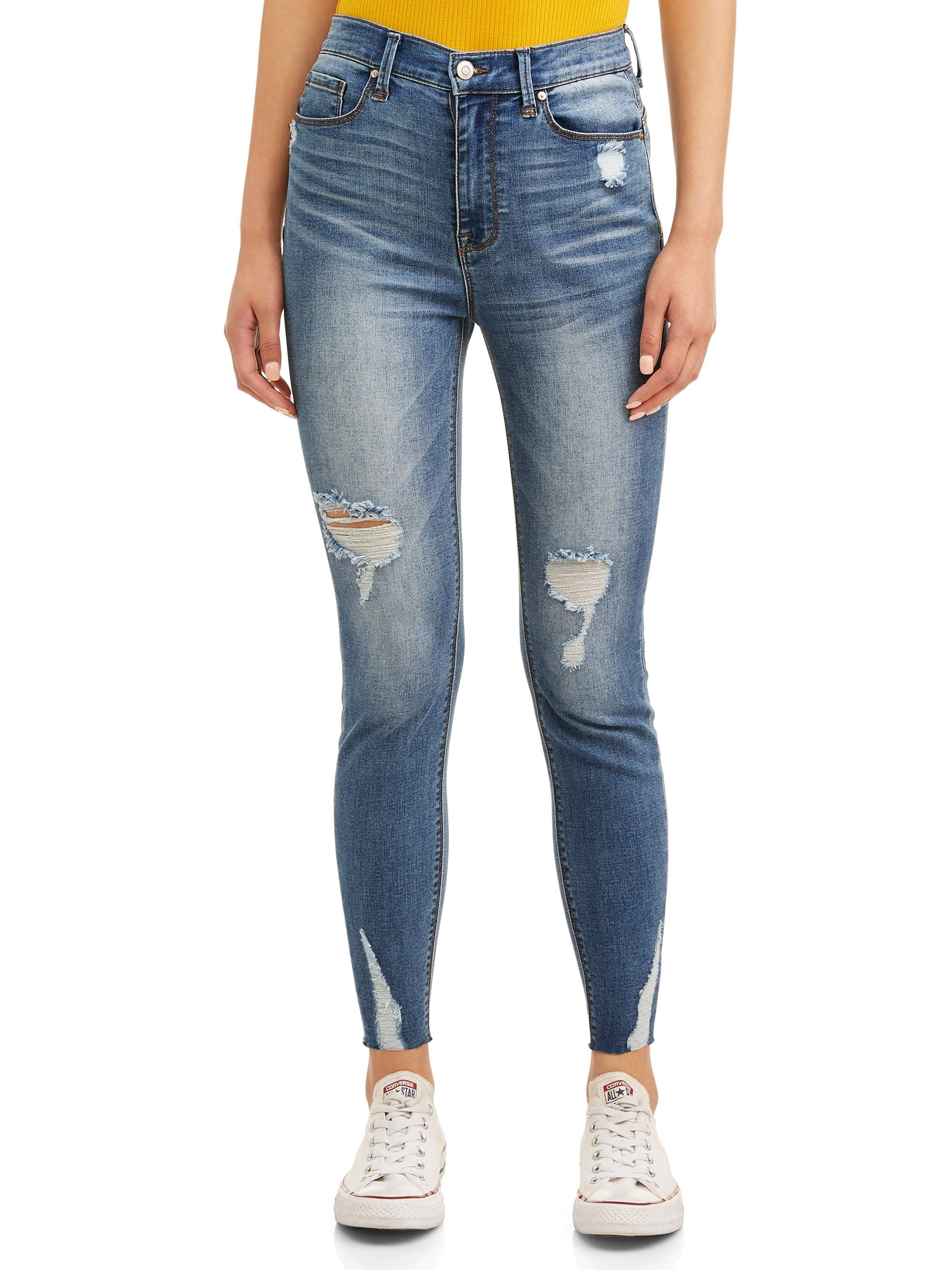 No Boundaries - No Boundaries Juniors' Sculpt Destructed Skinny Jeans ...