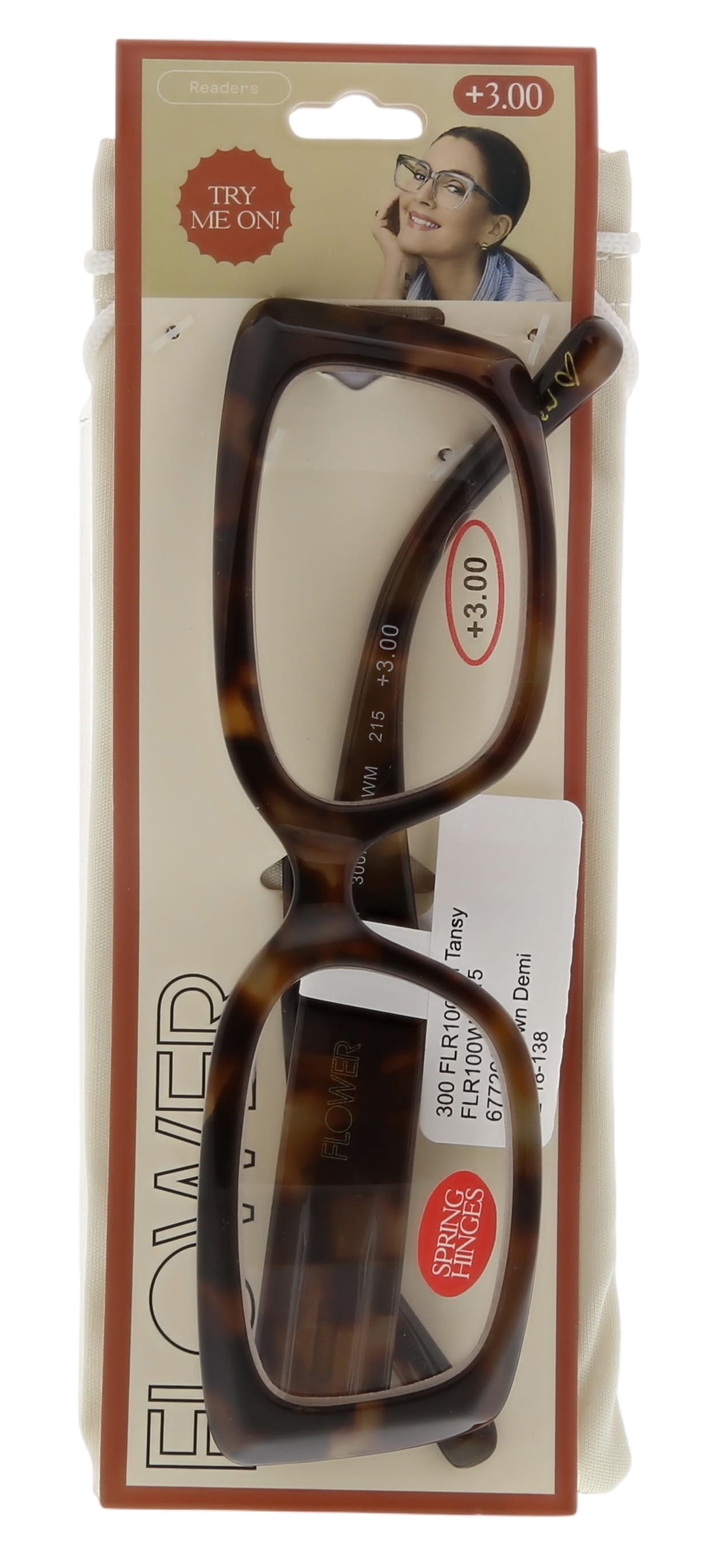 (2 pack) FLOWER Womens Reading Glasses - FLR100 Tansy +3.00