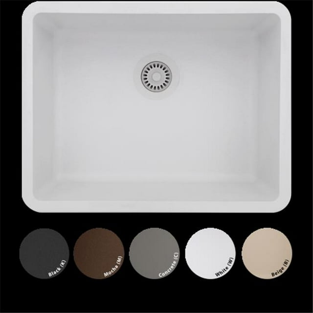 Lexicon Platinum LP-2318-K Medium Single Bowl Quartz Composite Kitchen Sink, Black