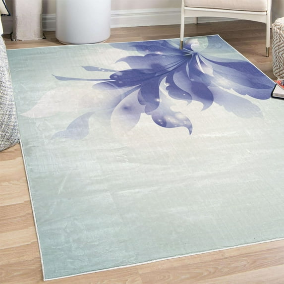 Abstract Decorative Rug, Color Gradient Effect Isolated Flower Petal Stem Forms Digital Art, Quality Carpet for Bedroom Dorm and Living Room, 6 Sizes, Dark Violet, by Ambesonne