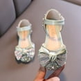 thumbnail image 3 of LAICAIW Mode Printemps et Été Chaussures de Danse pour Enfants Filles Robe Spectacle Chaussures de Princesse Perle Strass Nœud Crochet Boucle Sandale pour Tout-Petits Filles (Vert-C, 2.5 Grands Enfants), 3 of 6