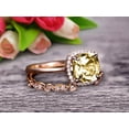 thumbnail image 3 of 10k Rose Gold Anniversary Gift Art Deco 2.05 Carat 7mm Cushion Cut Champagne Diamond Moissanite Wedding Engagement Ring With Matching Band Bridal Set, 3 of 5