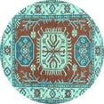 thumbnail image 1 of Ahgly Company Indoor Round Geometric Light Blue Traditional Area Rugs, 6' Round, 1 of 4