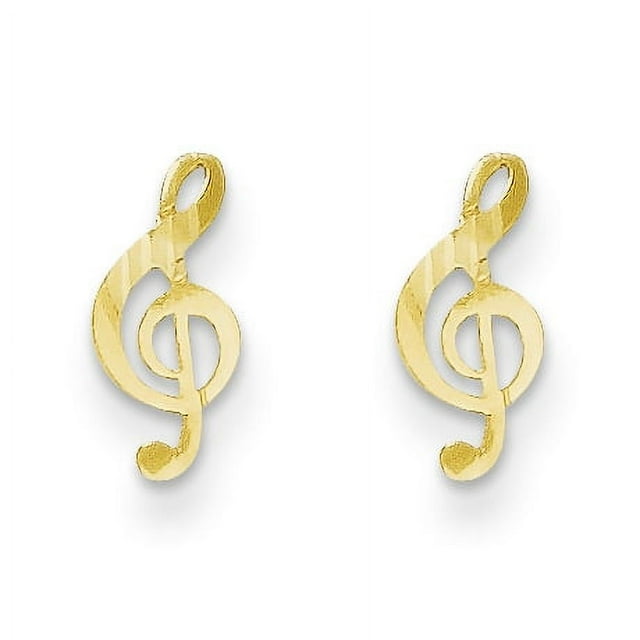 14k Yellow Gold Music Note Stud Earrings