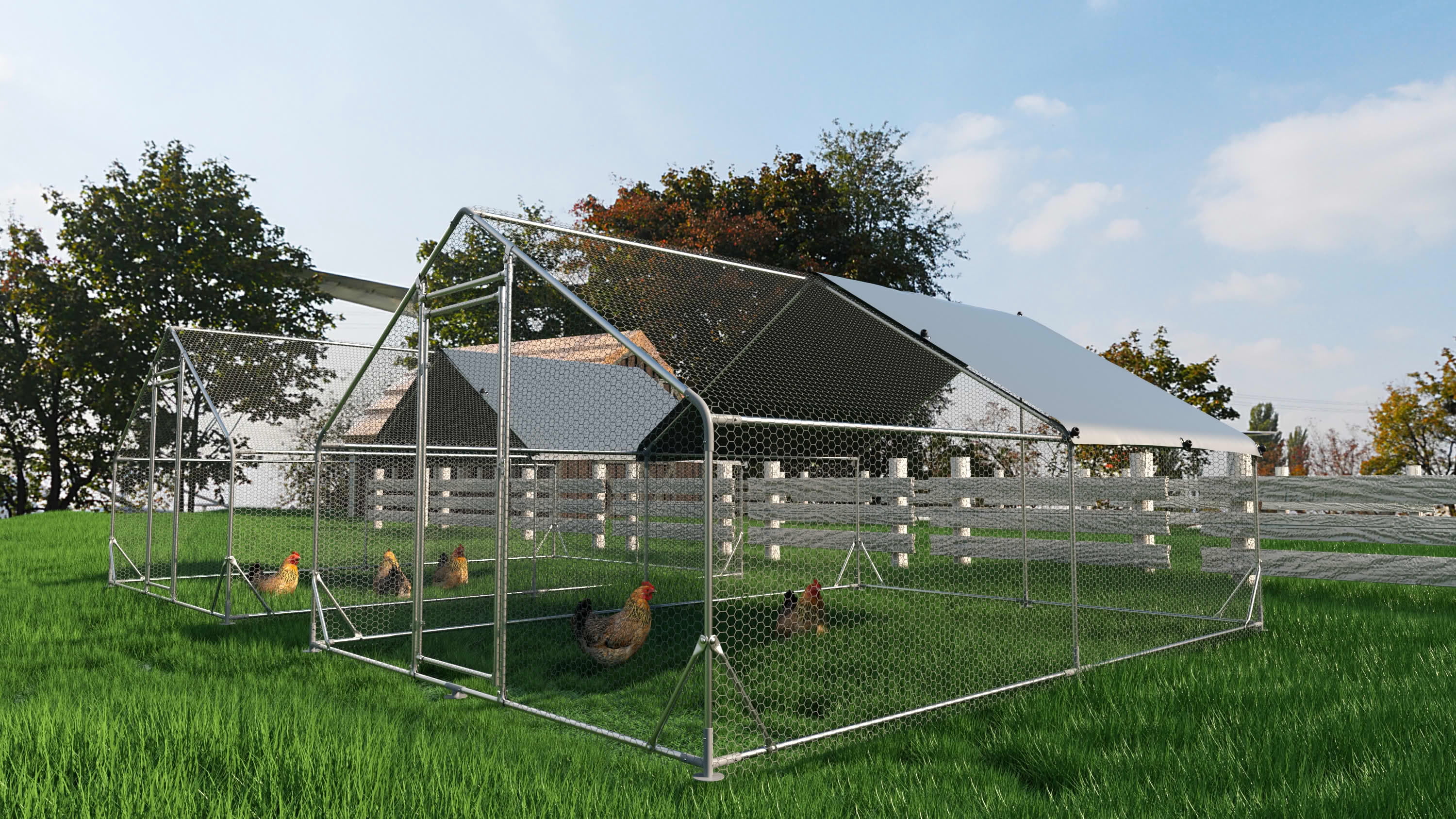 MAYEERTY 13'x10'x6' Metal Walk-in Chicken Coop Waterproof UV Cover Poultry Cage Outdoor