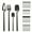 Black, variant on Set Of 32 Stainless Steel Cutlery, With Matte Brushed Finish Knives, Forks, And Spoons Set, Serving 8 People, With A Hanging Design, Dishwasher Safe