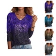 thumbnail image 1 of Hauts à Manches Longues Mardi Gras pour Femme 2026 Tendance Pailleté Col en V T-Shirt de Carnaval pour Sortir, 1 of 2