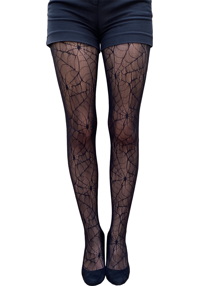 Black Goth Lace Tights Spider Web for 
