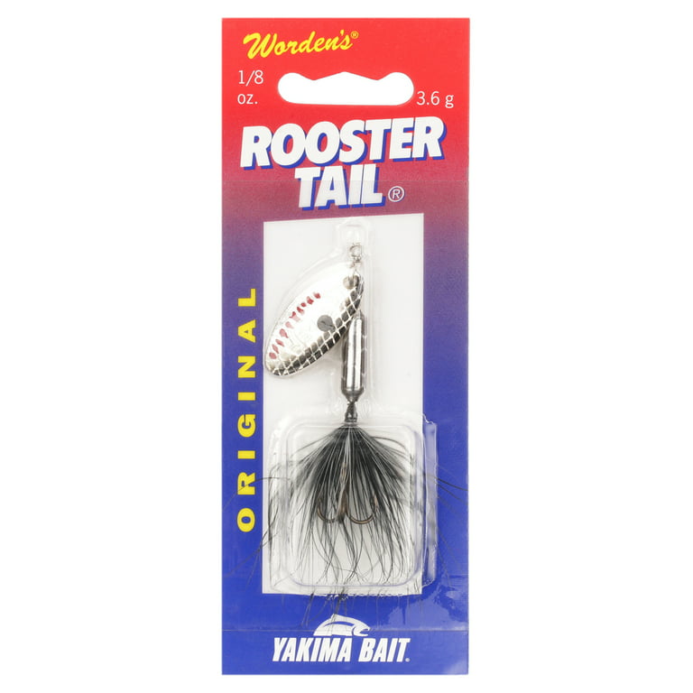 Worden's® Rooster Tail® Original Met Silver Black Lure, Inline Spinnerbait Fishing  Lure, 1/8 oz. Carded Pack 