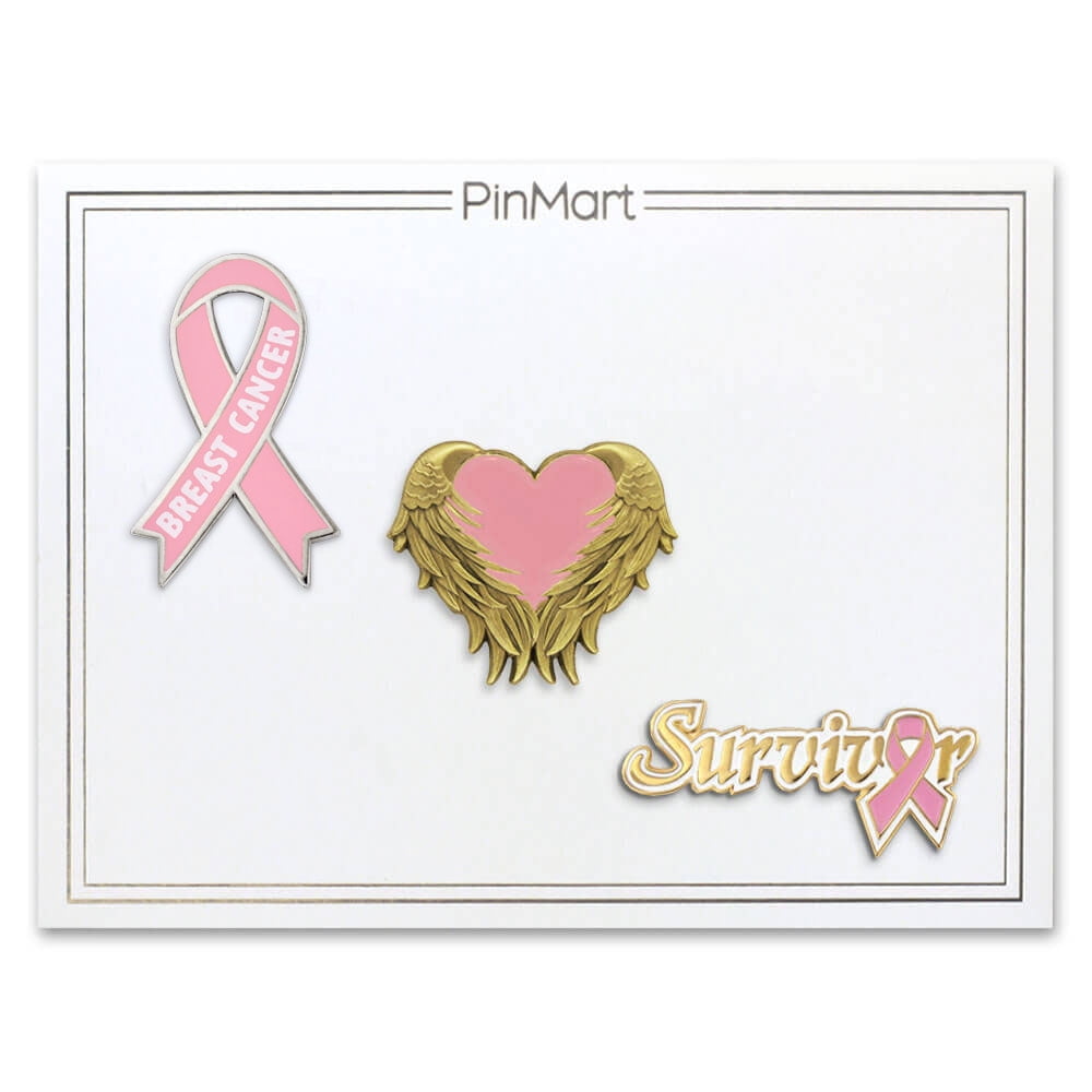 PinMart Pink Breast Cancer Awareness Ribbon Enamel Lapel Pin with Magnetic Back, Size: 1 Piece