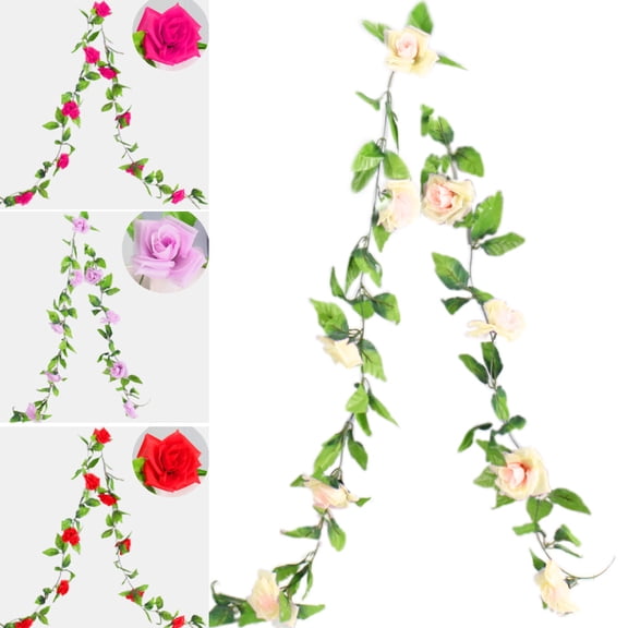 SPRING PARK 2.35m Artificial HydrangeaFlower Leaf Rattan Vine Silk Flower Hanging Rattan Wall Fake Garland DIY