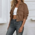 thumbnail image 2 of Women's Casual Cropped Workwear Jacket Button Down Lightweight Shacket with Drawstring Pockets for Fall Winter Outfits, 2 of 2