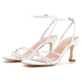 thumbnail image 3 of Women  Square Toe Kitten Heel Sandals   Ankle Strap Buckle Closure, Open Back Design, Open Toe Summer Dress Sandals, 3 of 5