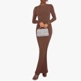 thumbnail image 2 of DHFJKG Dresses For Women Slim Fit Crewneck Long Sleeve Solid Color Maxi Dress Party Club Teacher Casual Office Versatile Dresses, 2 of 8