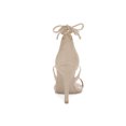thumbnail image 3 of BLISSFUL STEP Chaussures pour Femmes Sandales à Talon Aiguille Haut à Bride Cheville à Nouer Bout Ouvert en Faux Suède Beige 6, 3 of 8