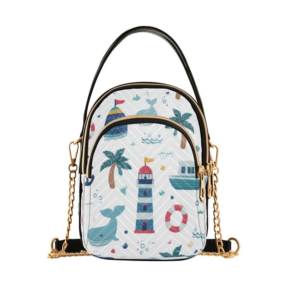 Leather Handbag Crossbody Bag Interesting Marine Symbols