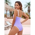 thumbnail image 6 of Women'S One-Piece Swimsuit Color Block Ribbed Sports Adjustable Strap High Cut Swimsuits Deep XXL, 6 of 9