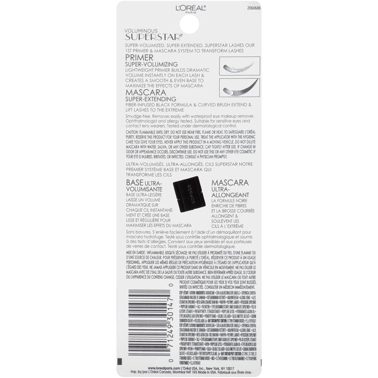 L'Oreal Paris Voluminous Superstar Waterproof Mascara, Blackest Black photo 2