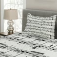 thumbnail image 2 of Ambesonne Music Quilted Coverlet 2 Pcs, Notes on the Clef, Twin Size, Black and White, 2 of 4