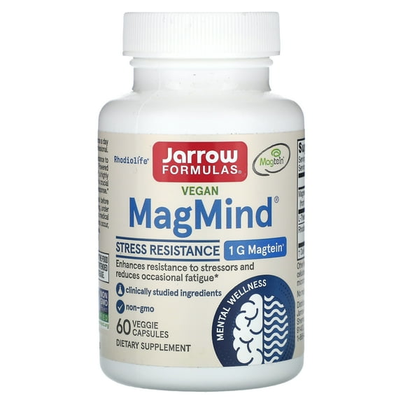 Jarrow Formulas Vegan MagMind, Stress Resistance, 60 Veggie Capsules