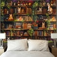 thumbnail image 3 of Plant Cat Bookshelf Tapestry Botanical Floral Flower Cats Book Tapestries Wall Hanging Vintage Library Extra Large Tapestry for Bedroom Living Room Dorm 60 x 40 inch, 3 of 6