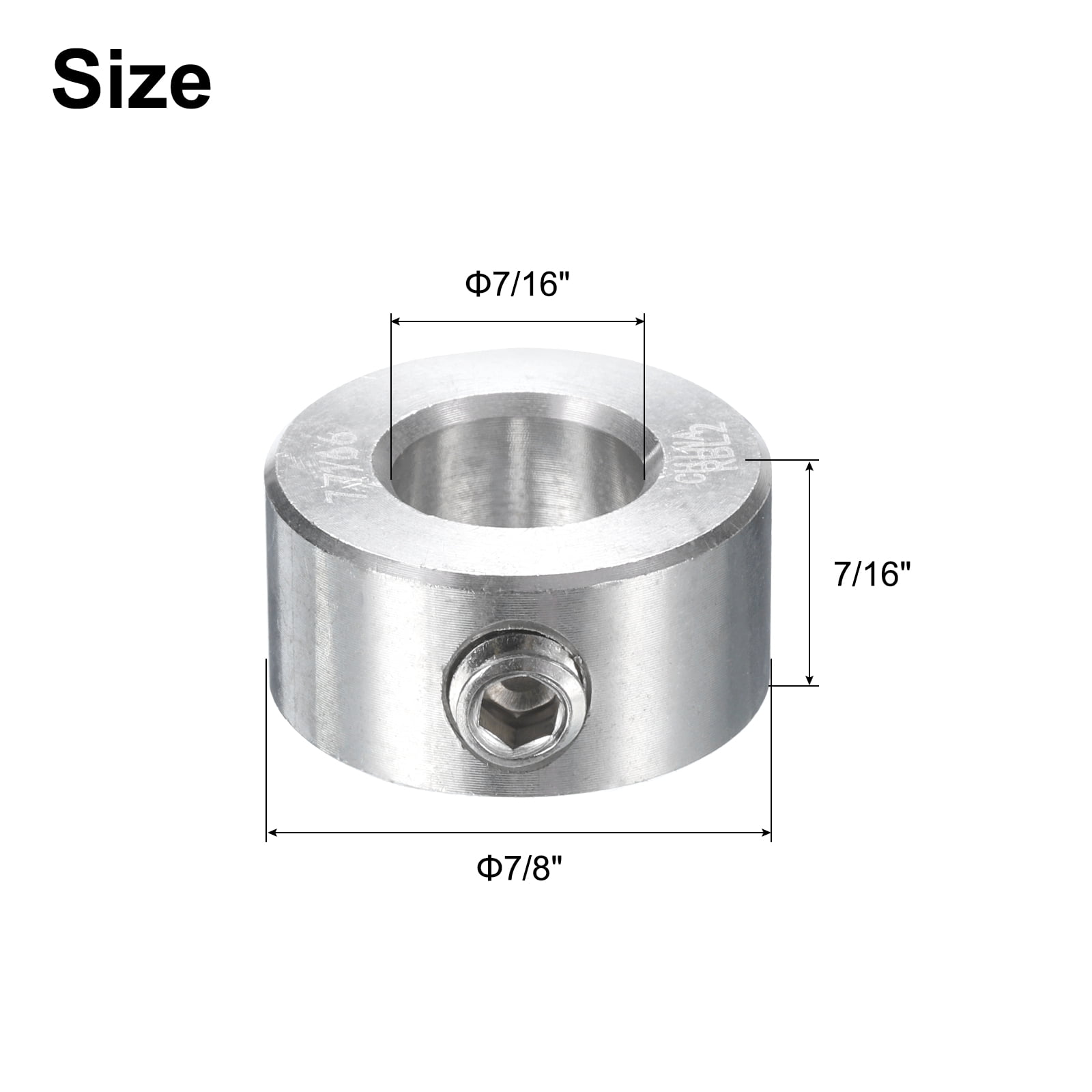 8 Pcs Set Screw Shaft Collar 7/16"Bore, 304 Stainless Steel Shaft Collars, 7/8"OD, 7/16"Thickness