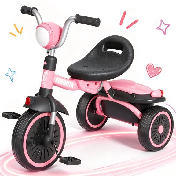 KORIMEFA Kids Tricycles Age 1 to 4 Years, Toddler Tricycle Kids Trikes Tricycle with Storage Basket, Gift Toddler Bikes, Gift Toys for Boy Girl