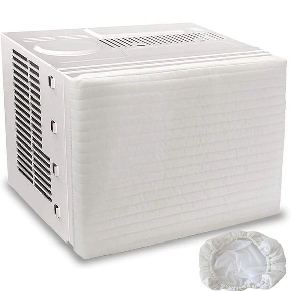21" x 15" x 3.5" Window Air Conditioner Cover Indoor, with Internal Drawstring, Machine Washable, for Winter Protection - Double Layers Insulation(White)
