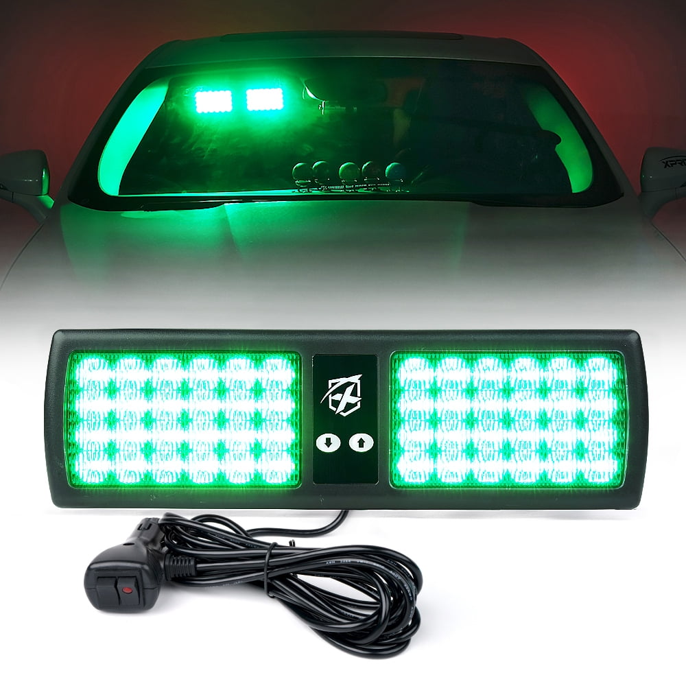 Xprite Decoy Series Windshield Visor 48 LED Strobe Lights Green