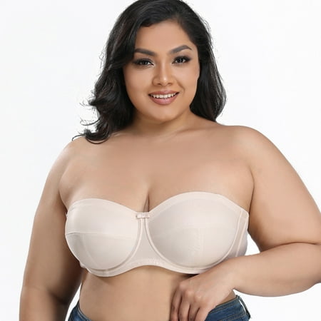 

Women s Strapless Bra Plus Size Underwire Convertible Non Padded Bralette 32B