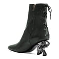 thumbnail image 2 of FSJ Women Fashion Chic Elephant Mid Heel Ankle Boots Pointy Close Toe Side Zipper Back Lace Up Short Booties Walking Dress Shoes Size 10.5 Green, 2 of 3