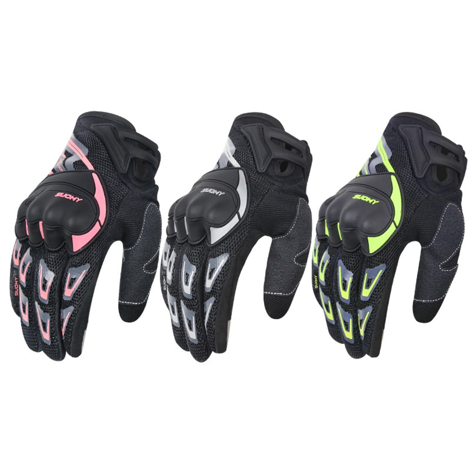SapphireShack Motocycle Gloves With Reflective, Motorcycle Gloves for Summer, Hard Shell Breathable Lightweight Motorcyle Gloves, Touchscreen Motorcycle Riding Gloves for Road Racing(Green,M,1 Pairs)
