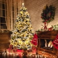 thumbnail image 2 of Costway 6 FT Pre-Lit Flocked Christmas Tree Hinged Xmas Decoration with 250 LED Lights, 2 of 10