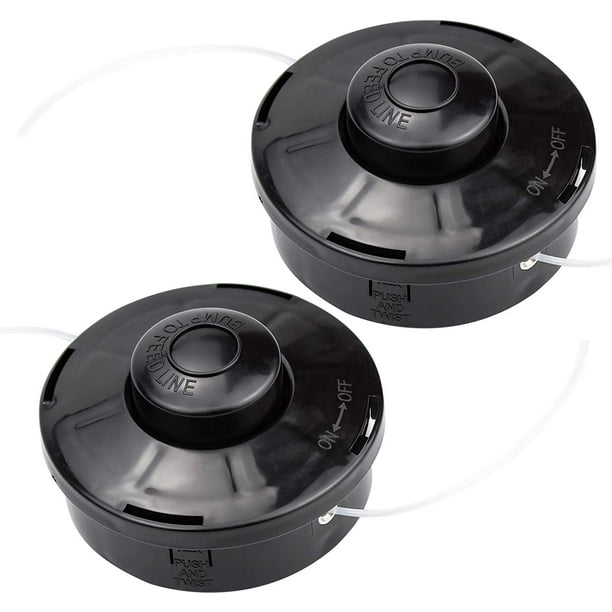 Paquete de 2 cabezales de desbrozadora universales A6481, recortadora de nailon, bobina de repuesto, cabezal de corte de desbrozadora M10 X 1,25 para desbrozadora de gasolina LingWen 9024735430629