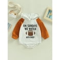 thumbnail image 3 of Bagilaanoe Newborn Baby Girl Boy Hooded Romper Sweatshirt Long Sleeve Bodysuit Football Letter Print Pullover 3M 6M 12M 18M Infant Casual Tee Tops, 3 of 9