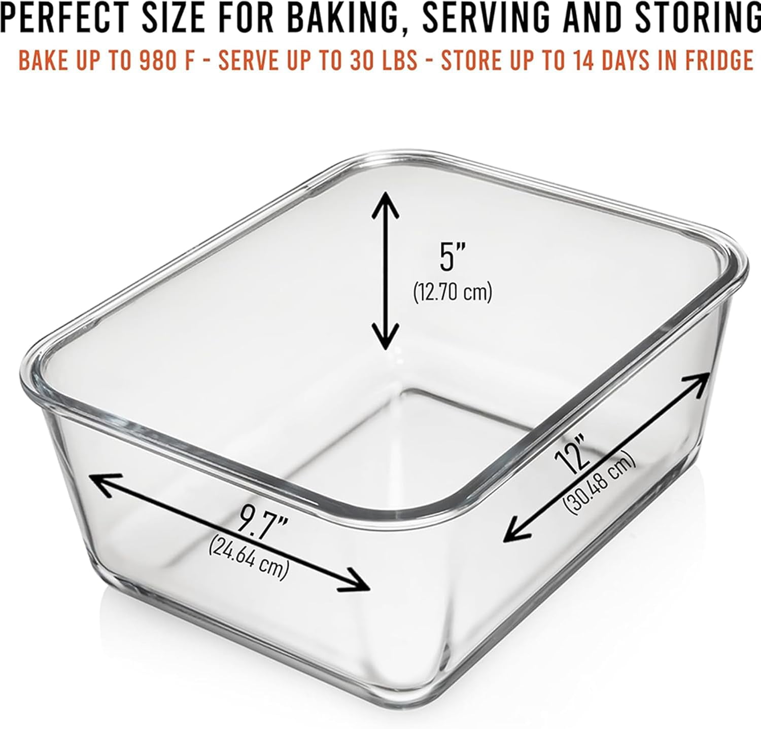 Razab 6500ml, 220oz, 28 Cup Large Glass Storage Containers with Lids, BPA Free Baking Container for Casseroles, Lasagna and Roasting Turkey