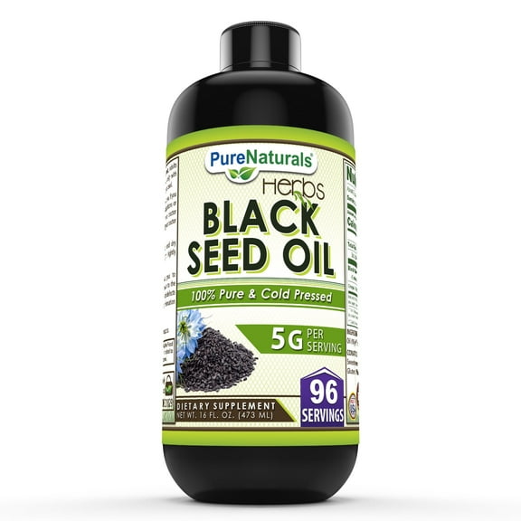 Pure Naturals Natural Raw Black Seed Oil 16 oz | Natural Cold Pressed Black Cumin Seed Oil from 100% Genuine Nigella Sativa | Non-GMO | Gluten Free