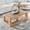 Natural, variant on Modern Nesting Coffee Table Set, 2-Piece Square Tables with Parquet Top, Cylindrical Fluted Base, Natural Wood & Black, Versatile Living Room Furniture