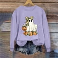 thumbnail image 4 of Plcasen Halloween Ghost Sweatshirt Womens Cute Ghost Cat Graphic Pullover Tops Spooky Season Shirt Casual Shirt, 4 of 5