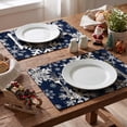 thumbnail image 4 of Smile Navy Blue Snowflakes Winter Placemats Set of 4, 12x18 Inch Christmas Table Mats, 4 of 7