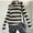 Black, variant on xiaxaixu Women Knit Basic Shirt Autumn Casual Grey Black Striped Long Sleeve Round Neck Tops Club Streetwear