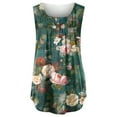 thumbnail image 3 of Summer Saving Wycnly Tank Top for Women Floral Round Neck Sleeveless T Shirts Button Down Loose Flowy Pleated Swing Vest Tunic Green XXL Up to 65% off, 3 of 6