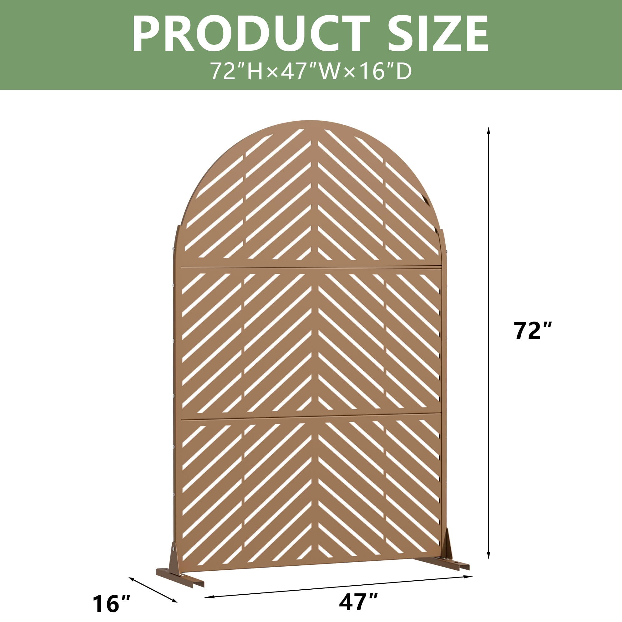 MAYEERTY Outdoor Metal Privacy Screen 6ft × 4ft Brown, 3-Panel Parallel Decorative Screen, Rust-Resistant for Patio