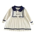 thumbnail image 1 of Zwiiyzr Robe Princesse Bébé Fille 1-5 Ans Col Poupée Chandail Manches Longues Robe Plissée Tricotée pour Fête d'Anniversaire Blanc, 1 of 5