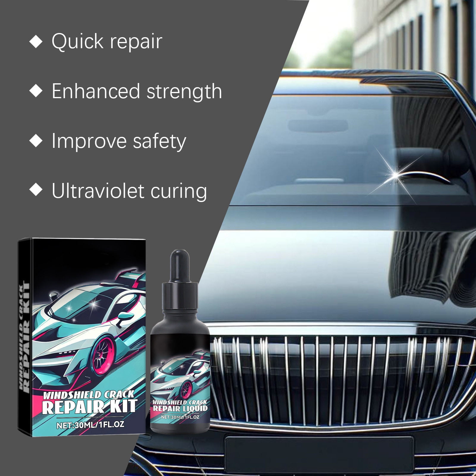 Jpxdew Auto Glass Repair Fluid,30ml Refill Bottle,Windshield Crack Solution,Vehicle Maintenance Essential