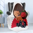 thumbnail image 4 of Spanish Soft Flannel Fleece Throw Blanket, Chibi Character in Flamenco Costume with Rose Flower on Her Hair Girl Cartoon, Cozy Plush for Indoor and Outdoor Use, 50" x 60", Multicolor, by Ambesonne, 4 of 5