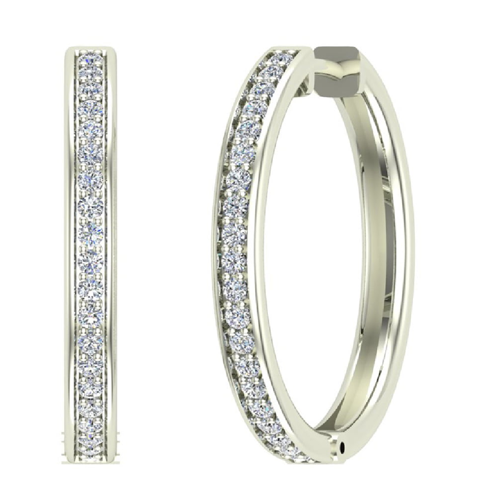 Wedding Band 4 mm Glitzs Jewels 925 Sterling Silver Hollow Hoop Earrings for Women in Gift Box 