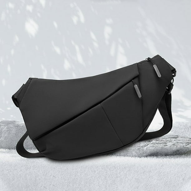 Bolso bandolera para hombre | Riñonera multibolsillos para teléfono y artículos esenciales | Correa ajustable | Piel sintética | Gris o negro