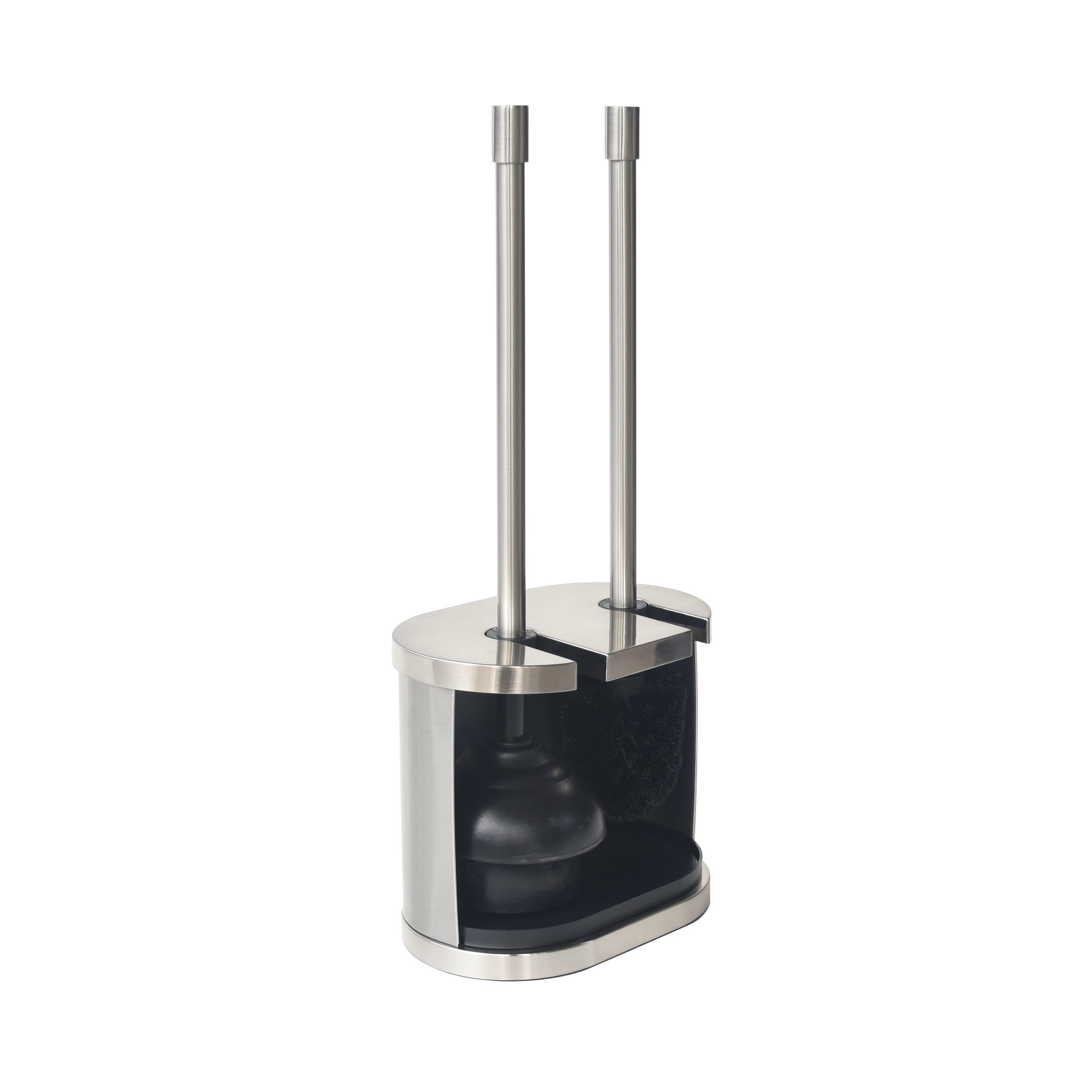 Better Homes & Gardens Metal Toilet Bowl Brush and Plunger Set, Brushed Nickel, Bowl Brush, Plunger and Holder