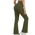 thumbnail image 3 of pstuiky Workout Leggings for Women, Solid Color Athletic Long Seamless Hip Lifting Pants with Pockets Relaxed Fit Workout Clothes Holiday Gifts Army Green L, 3 of 8